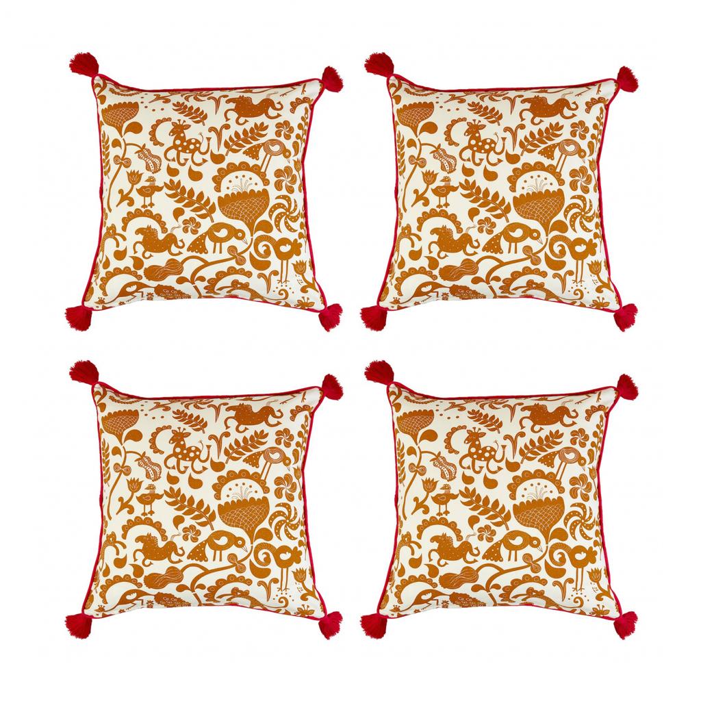 Set of Golden Brown Cushion Covers (4 Things), URSPRUNGLIG Cushion Cover White/Golden-brown Set, IKEA