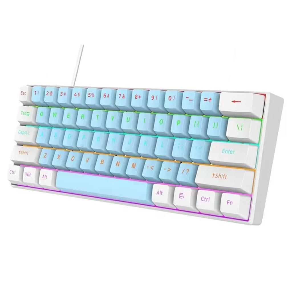 2025 New Mini 60% Gaming Keyboard, RGB Backlit 61 Key Ultra-Compact Keyboard,  Ergonomic Waterproof Mechanical Feeling Office
