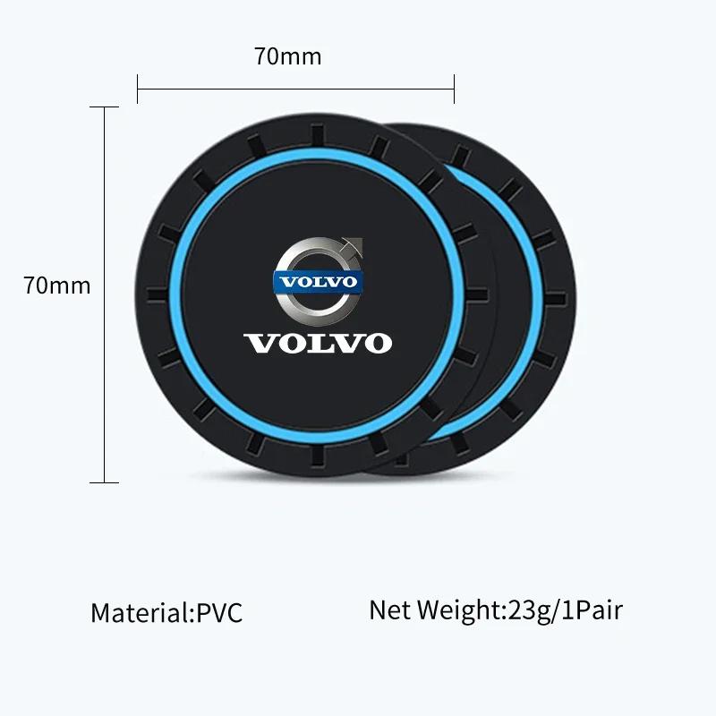 2Pcs Car Silicone Coaster Anti-Slip Water Cup Drink Mat For Volvo XC60 XC90 S60 V40 V50 V60 XC40 V70 V90 S90 S80 C30 S40 XV40