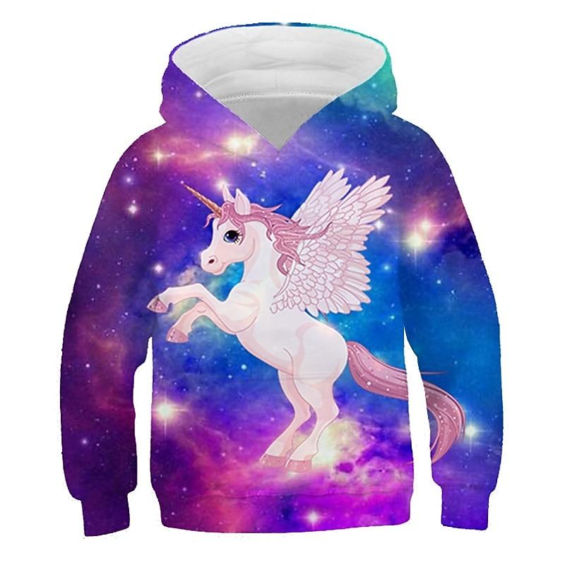 Girls' 3D Animal Butterfly Hoodie Long Sleeve 3D Print Fall Winter Active Sports Fashion Kids 3-12 Years Outdoor Daily Indoor Regular Fit