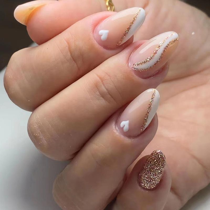 24Pcs Gradient Long Ballet Press On Nails With Glue Full Cover Acrylic False Nails Artificial Manicure Tips