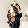 New Comfortable Fall-Winter Imitation Cashmere Scarf For Women Versatile And Elegant Leaf Design Style Thick Warm Shawls  Wraps