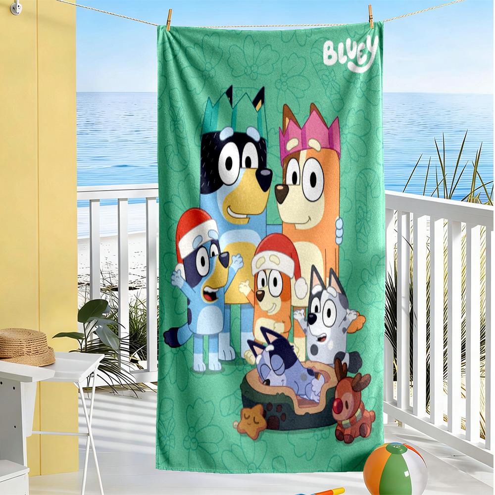 Bluey's Colorful Friends Beach Towel Super Soft Microfiber Quickdry Fabric Comfortable Lightweight Perfect for Traveling Yoga Camping and Swimming
