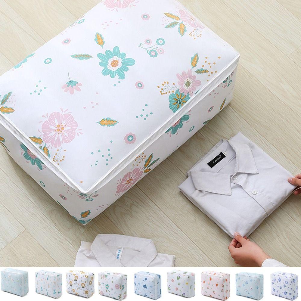

Dustproof PEVA Zipper Quilt Bag Animal Floral Print Clothes Quilt Organizer Dormitory