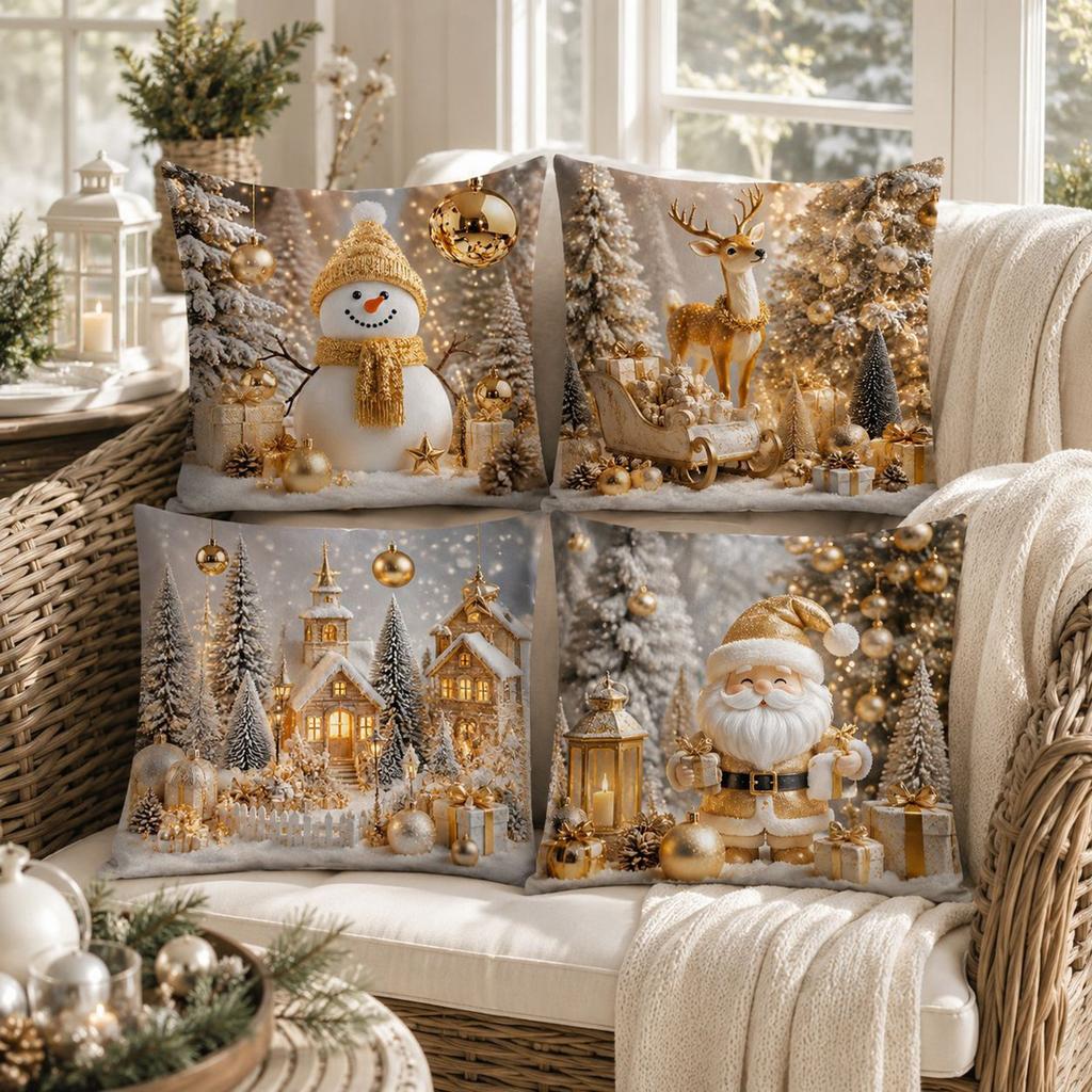 Christmas Throw Covers 1818 Inch Set of 4, Holiday Cushion Cases for Couch Decor, Inserts Not Included