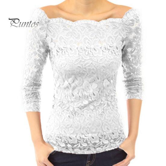 

Женские топы с косым воротником и длинными рукавами, кружевная рубашка, ажурное кружево, сращивание, однотонные, облегающие, с вышитыми кружевными цветами XL белый