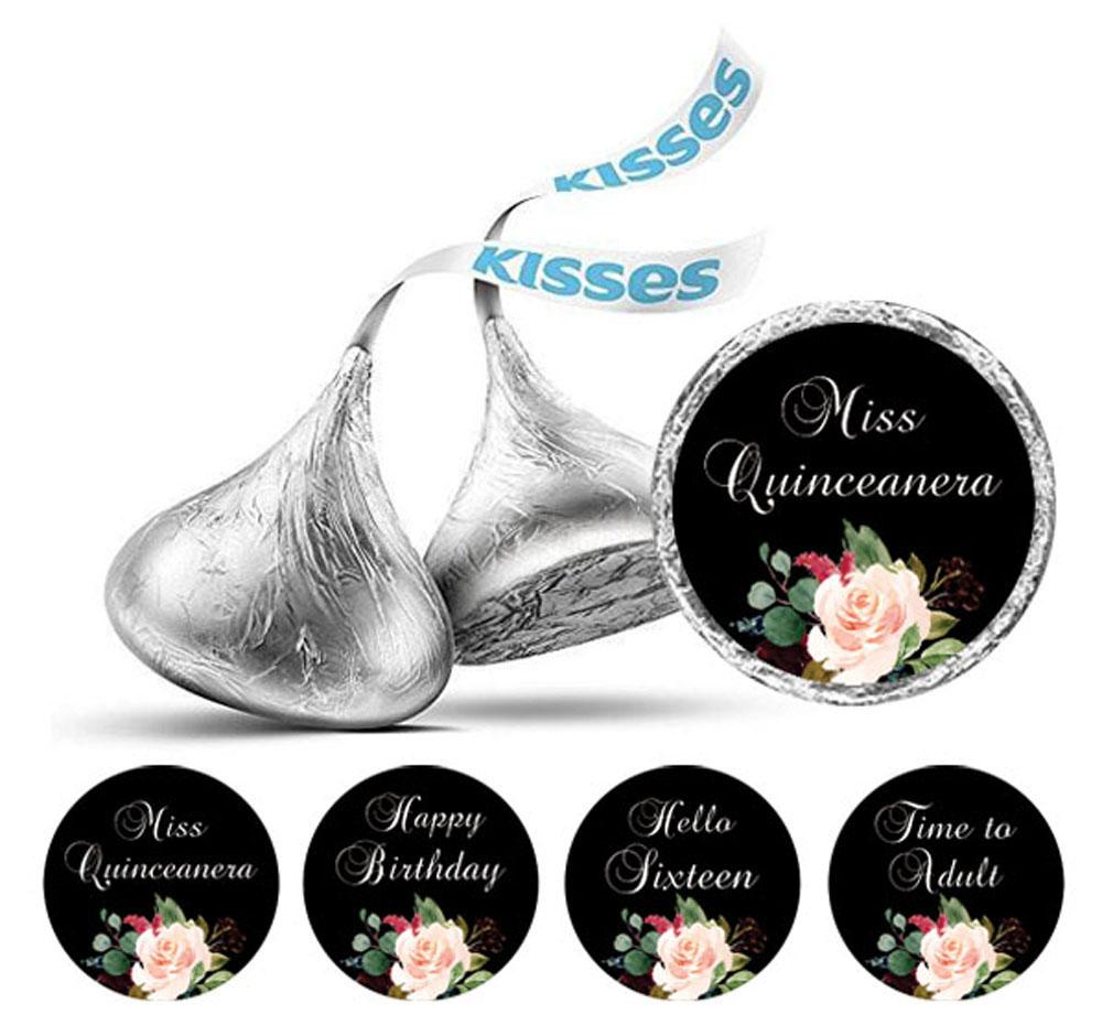 Darling Souvenir Floral Quinceanera Stickers Chocolate Candy Labels 190 Pcs DIY