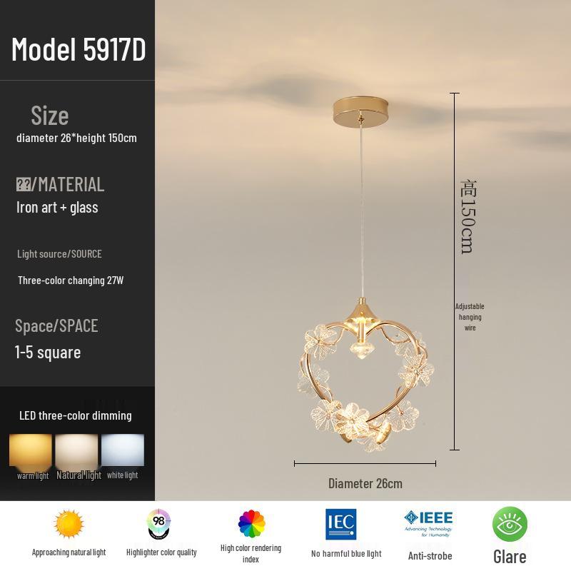 Nordic Crystal Bedside Pendant Lamp - Creative and Simple Lighting for Bedroom, Bar, Study, or Restaurant.