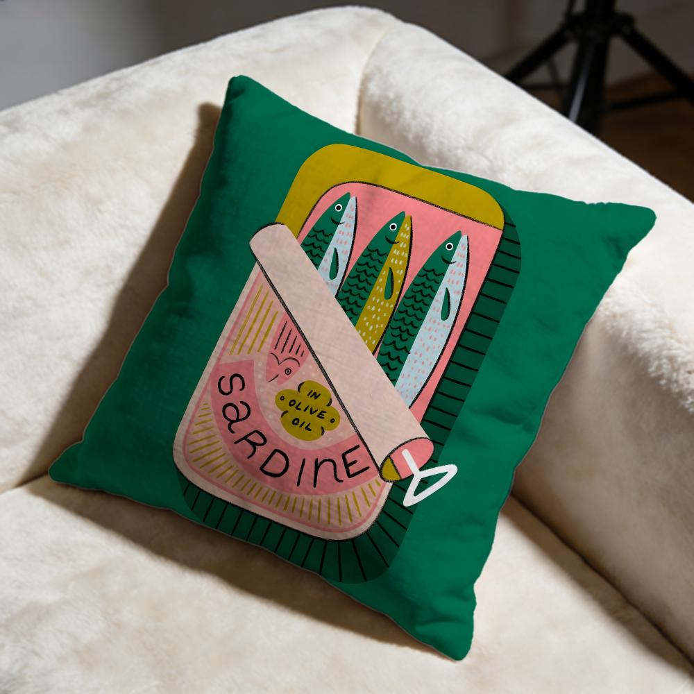 Sardine Can Cushion Cover Soft Decorative Pillow Case Suitable For Bedroom Sofa Car Travel Use