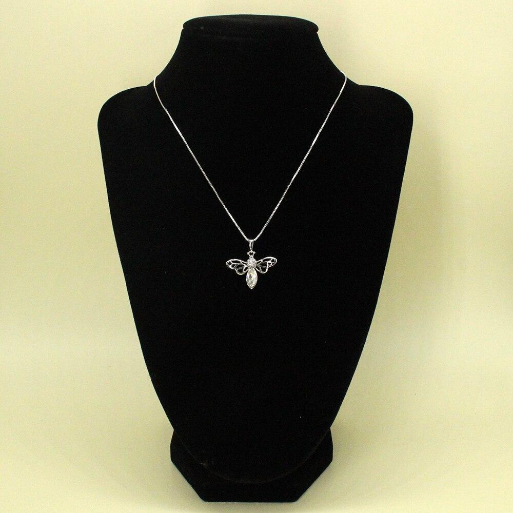 Creative Lovely Bee Crystal Pendant Necklaces Sweater Chain For Women Girls Fashion Pop Cute Christmas Birthday Jewelry Gifts