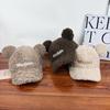 Cute bear ears lamb wool baseball cap women can wear autumn and winter thermal cap versatile to show their small face