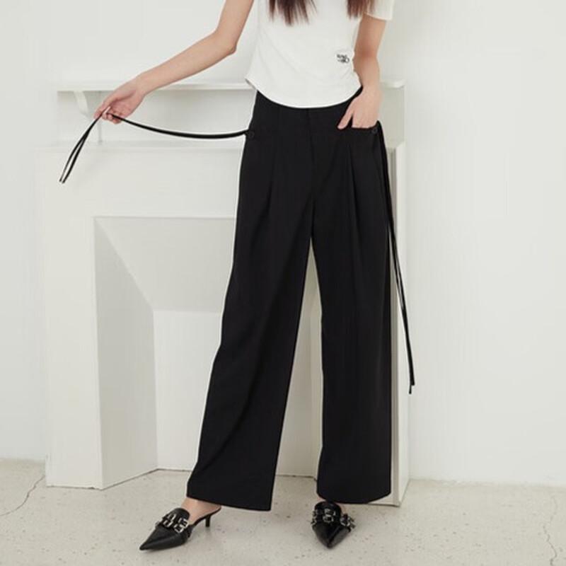 MONOVICH Women s High-Waist Straight Leg Trousers L