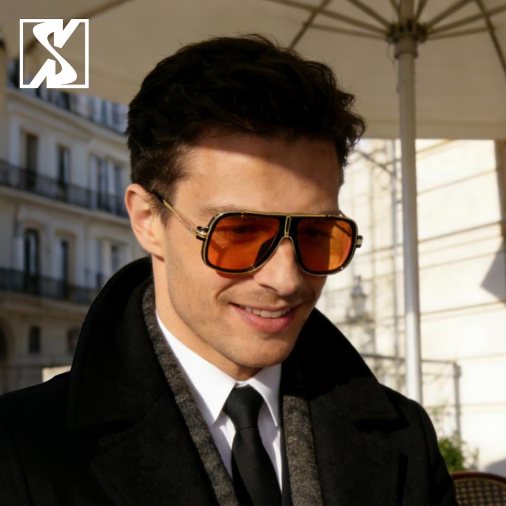 Retro Sunglasses Vintage Oversized Pilot Sunglasses Classic Fashion Mirror Eyewear Unisex [SHEEN KELLY] Men's Women's