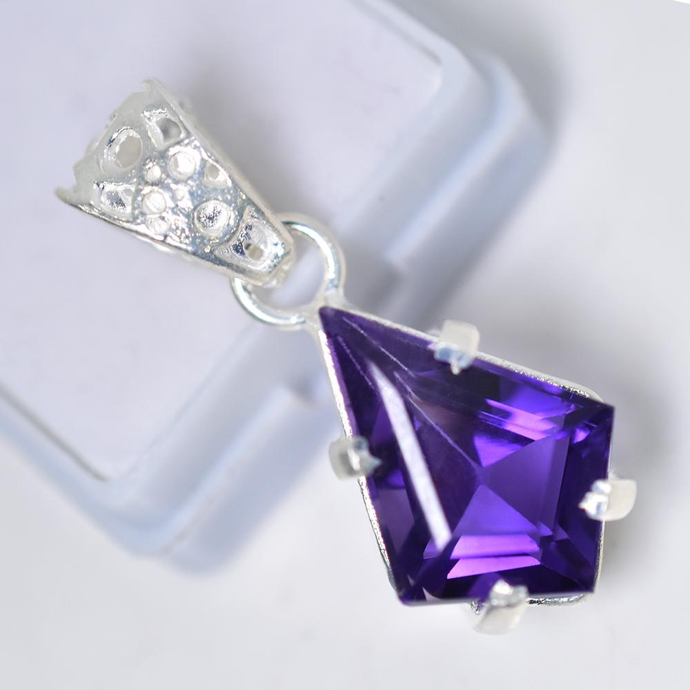

Natural Purple Sapphire 20.35 Ct 925 Sterling Silver CERTIFIED Fancy Pendant MY-PD-155-NS 12.9 mm Approx.