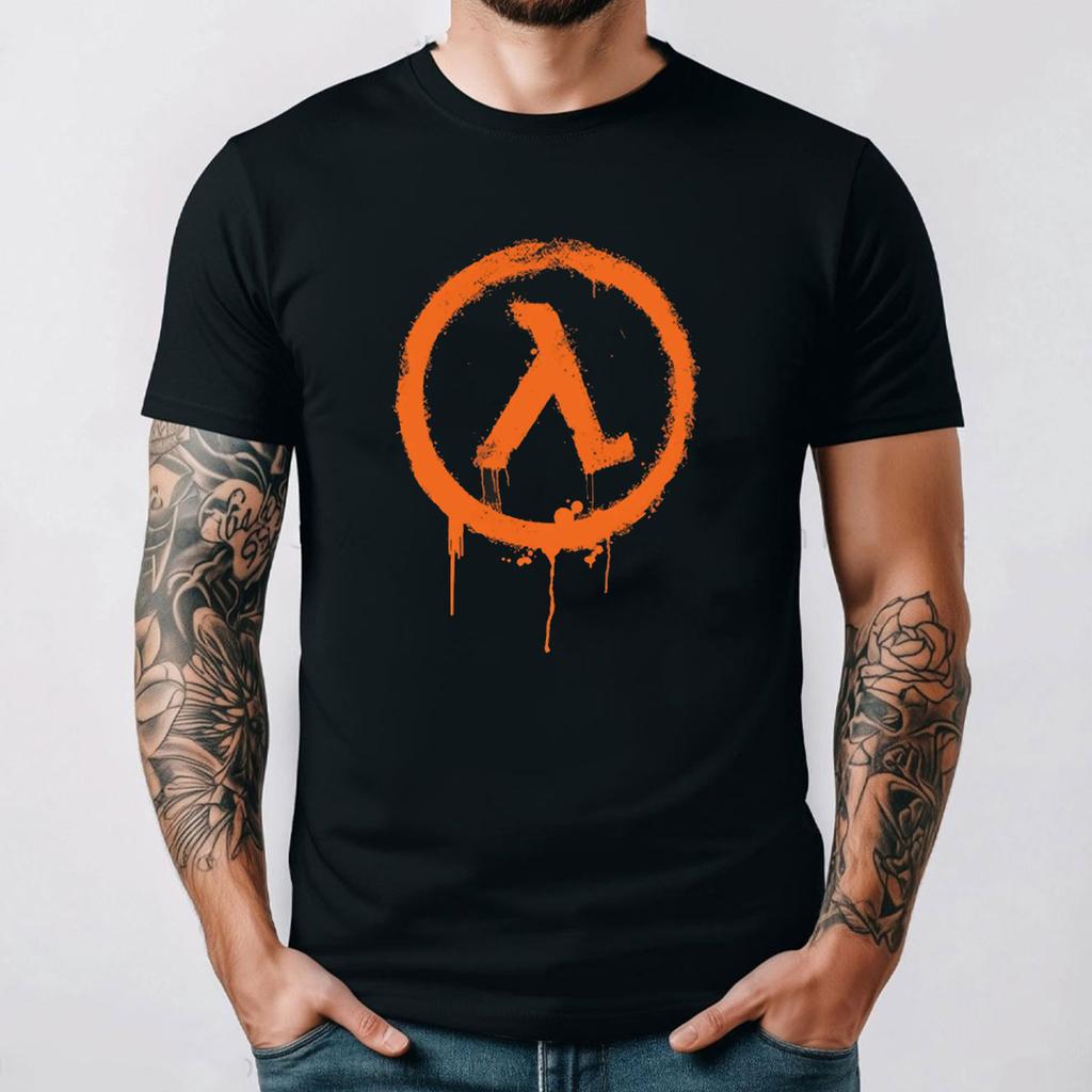 Half Life Graphic Print T-Shirt Street Casual Style Tops for Men and Women Cotton Regular Short Sleeve Men's Cotton Crew Neck