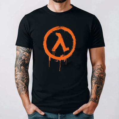Half Life Graphic Print T-Shirt Street Casual Style Tops for Men and Women Cotton Regular Short Sleeve Men's Cotton Crew Neck