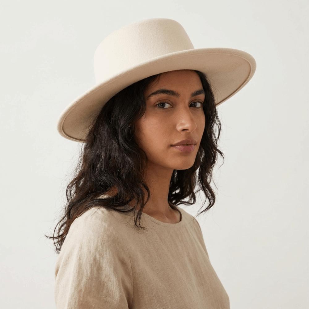 British Style Wide Brim Felt Hat Solid Color Women Jazz Hat Elegant Hepburn Style Bucket Hat Bride