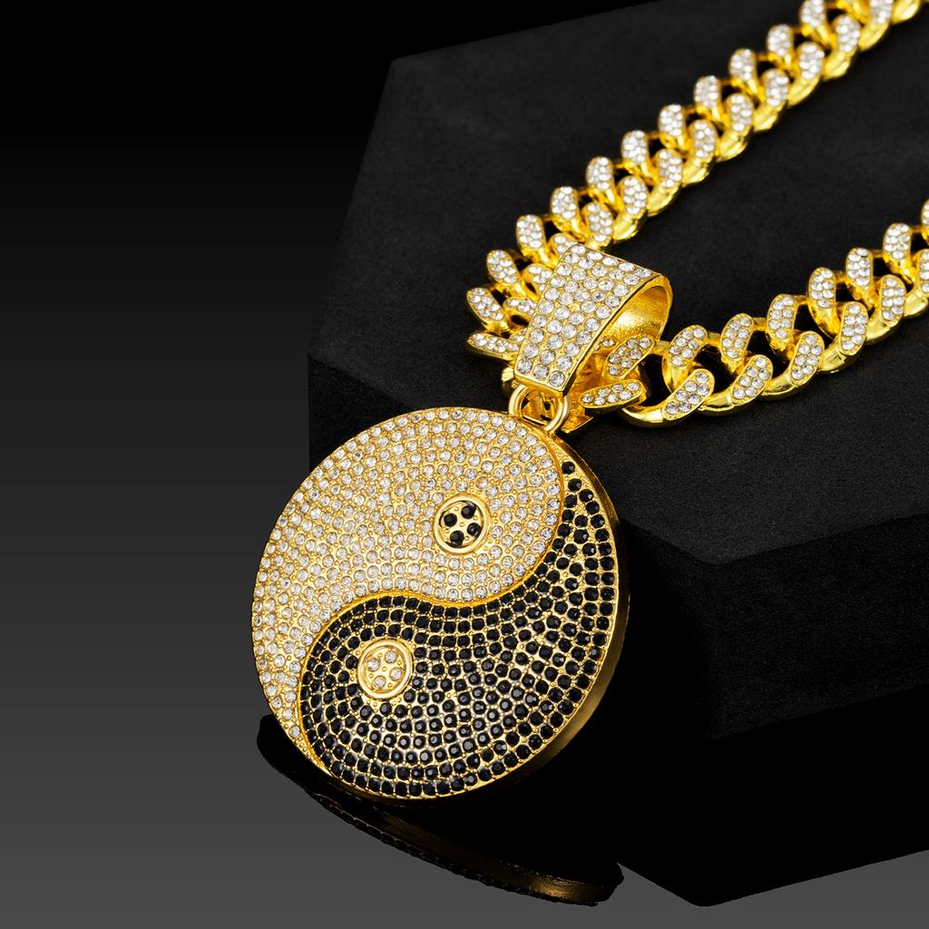 New Men's Hip Hop Cross-Border Trend Tai Chi Diamond Miami Cuban Necklace, Fashion Accessories