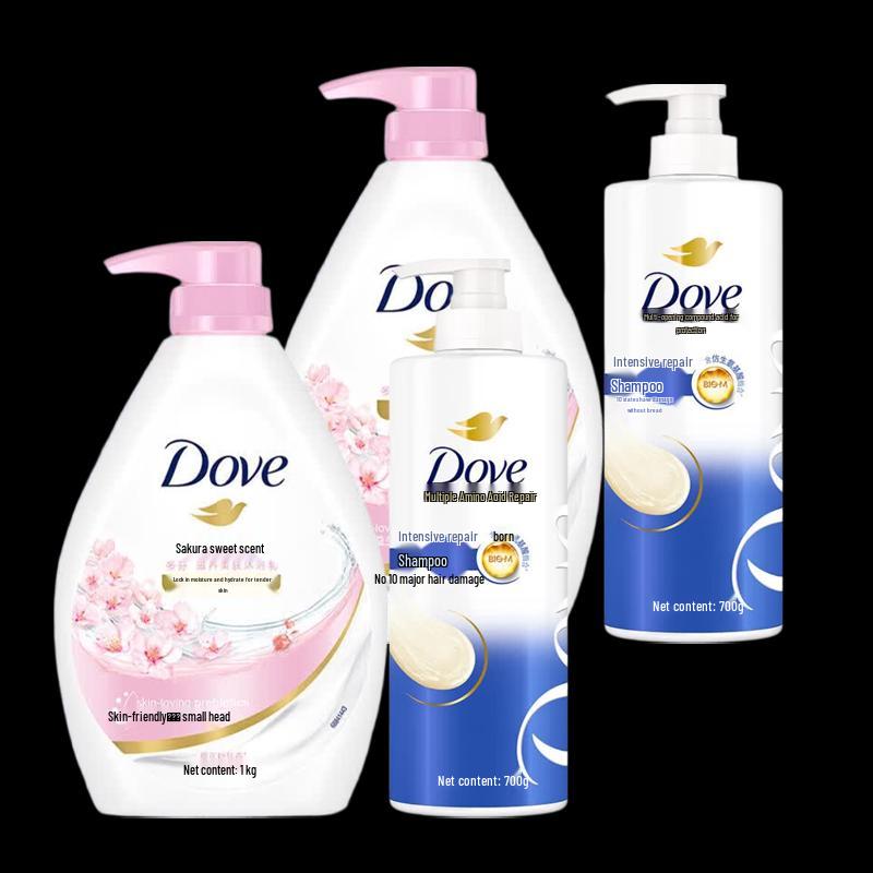 Набор Dove Молочко для душа «Цветок вишни» и Шампунь для интенсивного восстановления