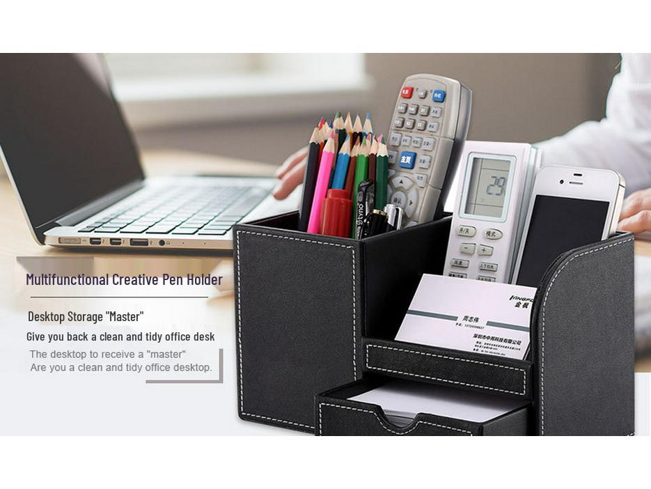 Moderner Business-Stifthalter - Multifunktionaler Leder-Schreibtisch-Organizer