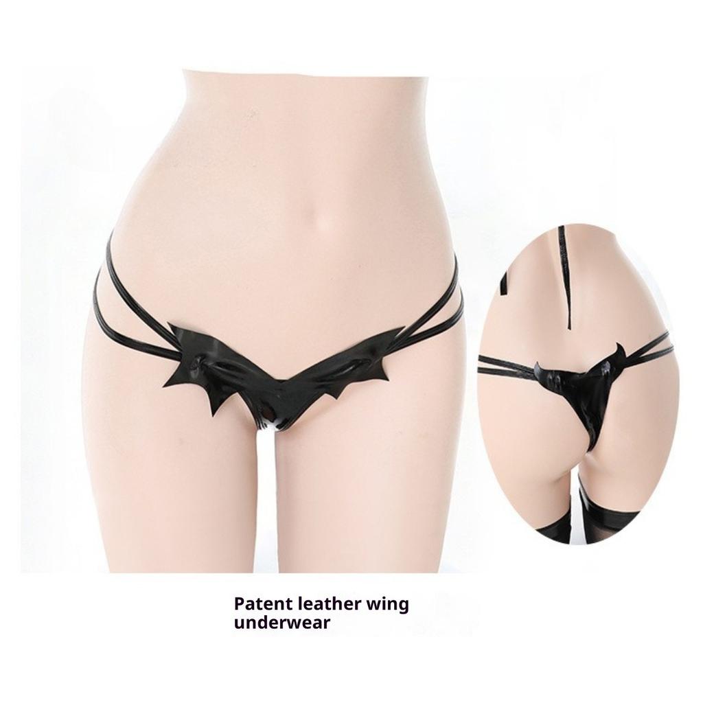 Women's Japanese Style Devilish Roleplay Costume - Patent Leather Lingerie Set for Clubwear & Cosplay