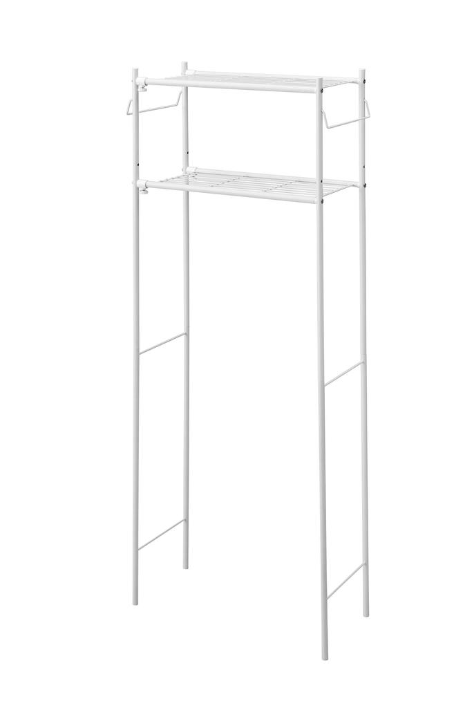 Pearl Metal Storage Laundry Rack with Towel Rack, Adjustable Width, and Adjustable Lower Shelf Height, Matte White, Stylish, N-7751