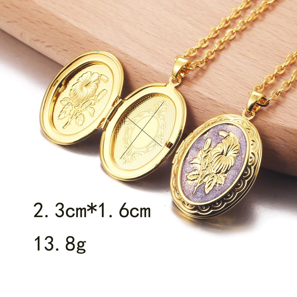Golden Locket Pendant Mood Necklace Emotion Women Men Lovers Photo Frame Box Choker Necklaces Fashion Love Enamel Jewelry