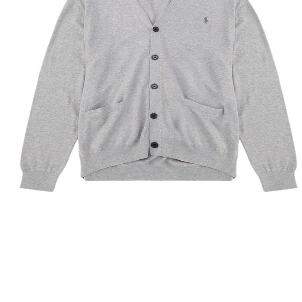 Polo Ralph Lauren Solid Color V-Neck Long Sleeve Sweater Men Sweater Gray MNPOSWE16810319-D86