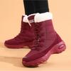 Women's Winter Fleece-Lined Insulated Snow Boots Round-Toe Casual High-Top Short Boots