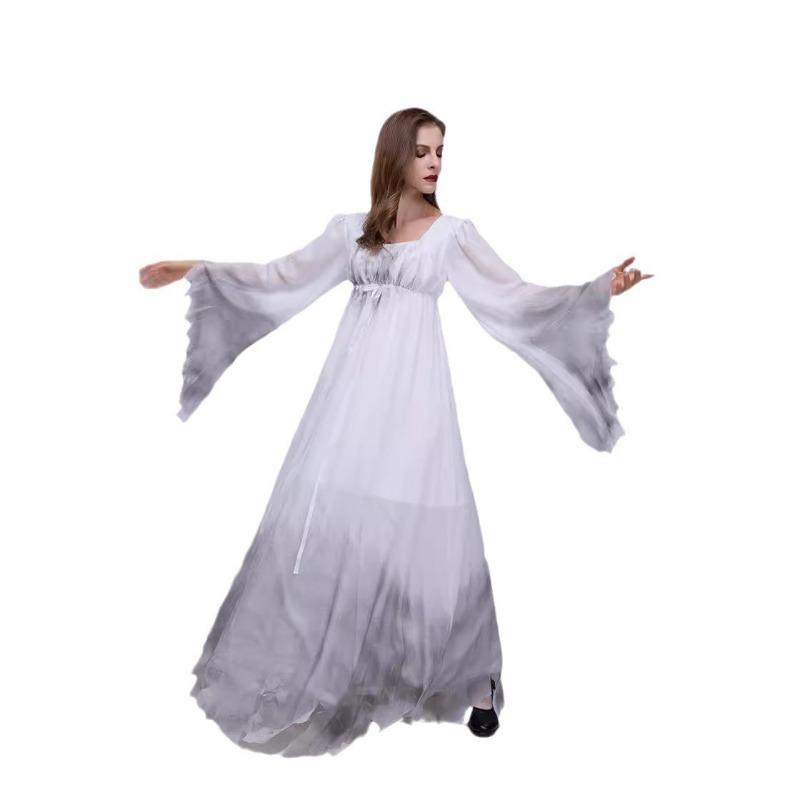 Halloween, karnevalové cosplay kostýmy, upírská bílá nevěsta duch jevištní kostýmy