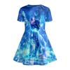 Little Girls Warm Soft Cute Fresh Dreamy Fantasy Print Summer Swing Dress Short Sleeve Kids Casual Play Outfit