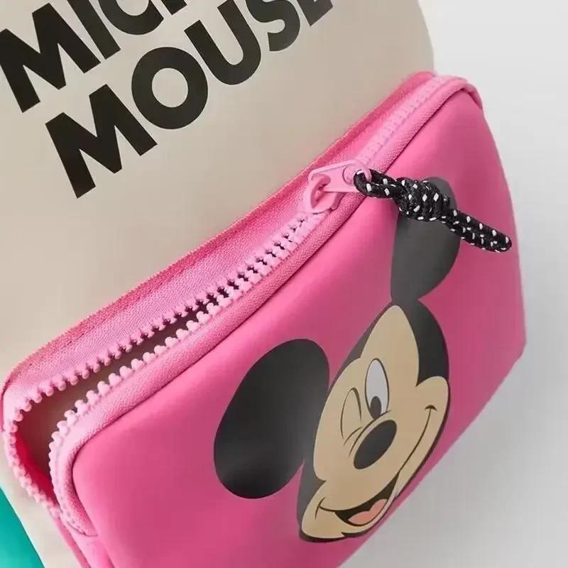 Disney Cute Mickey Children's Backpack Girls Cartoon Print Large Capacity Book Storage Kindergarten Baby School Bag