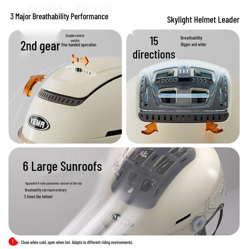 YEMA 370S Dual Visor All-Season Motorcycle & E-Bike Half Helmet
