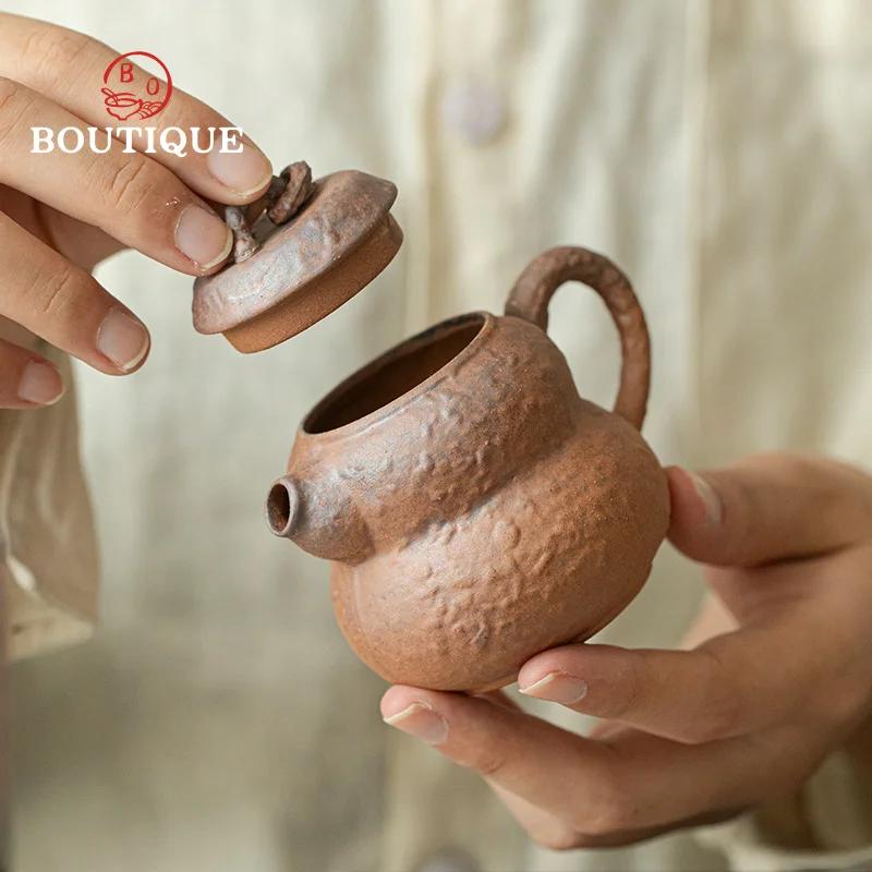 Old Rock Mud Handmade Teapot Tea Pot Puer Tea Kettle Chinese Yixing Tea Pots Ceramics Tea Maker 100ml Tea Tool Yunnan Pu'er Tea