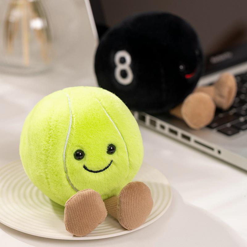 Cross-Border Sports Plush Figurines: Cartoon Football, Basketball, Tennis, Baseball, Billiards Dolls - Fun Gifts for Kids