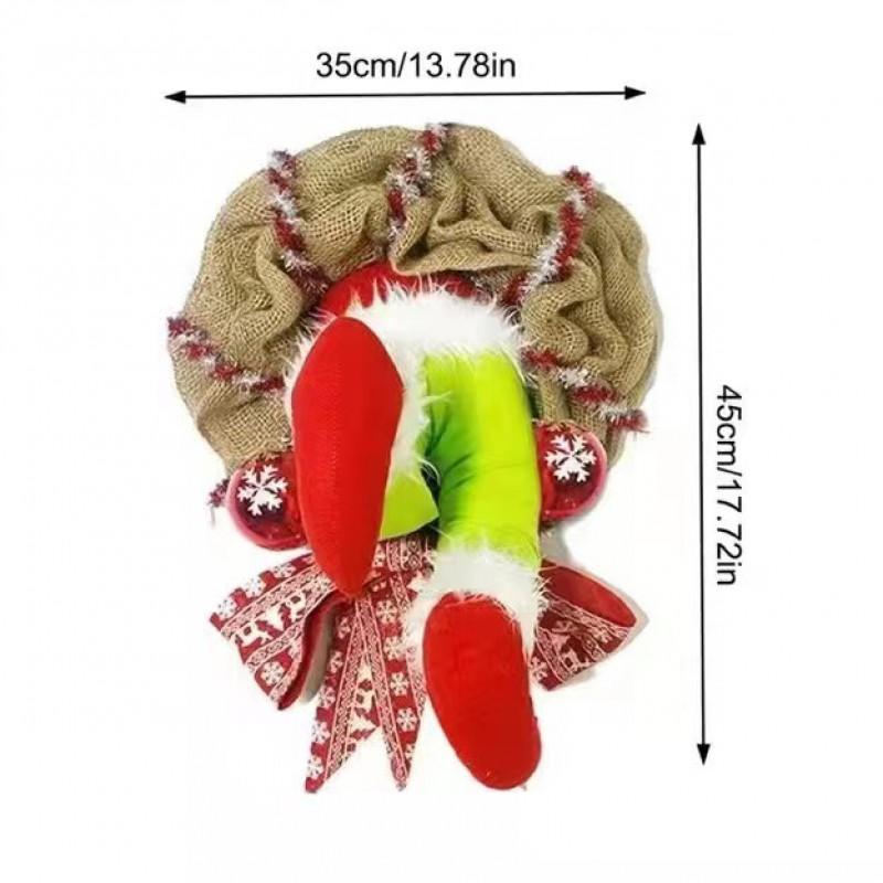 Santa Wreath Plush Ornament Christmas Hanging Decor Home Wall Door