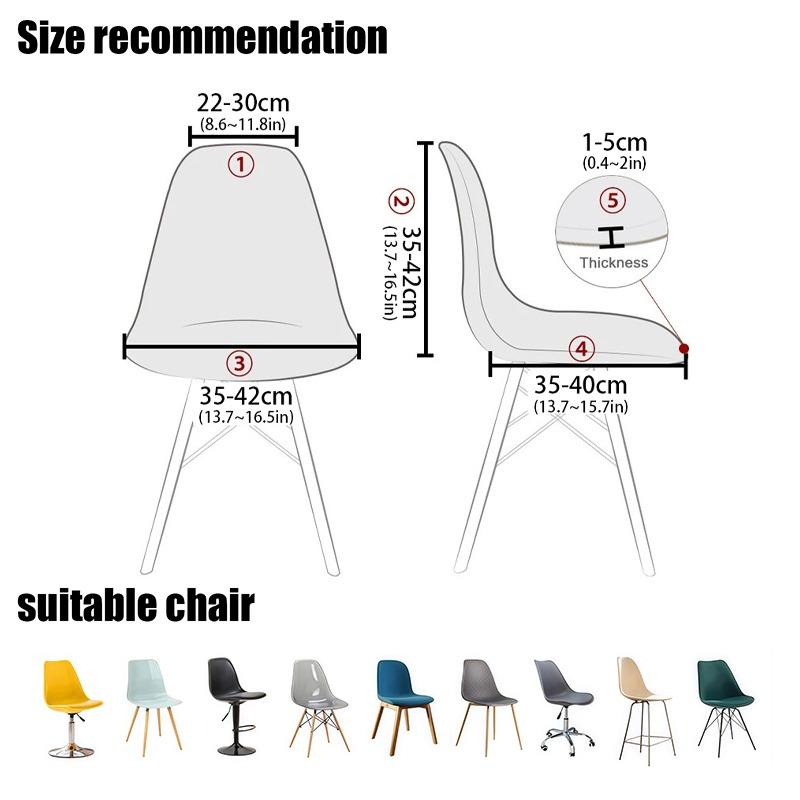 Jacquard Waterproof Shell Chair Cover Short Back Scandinavian Chair Covers Adjustable Dining Room Seat Covers For Bar Party