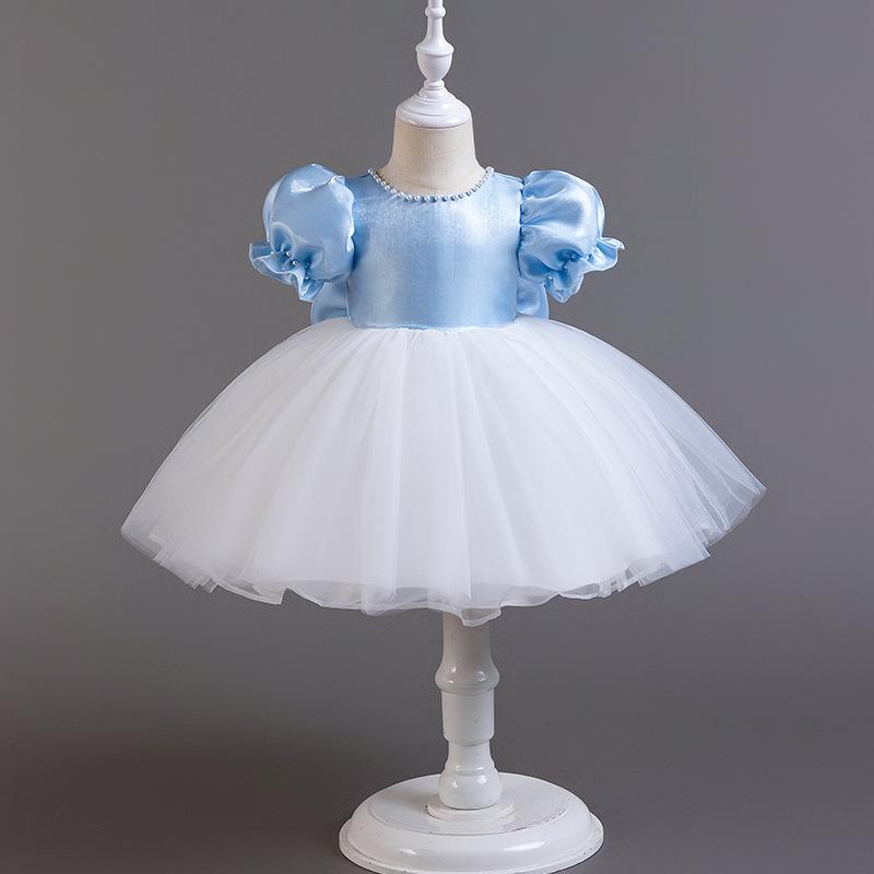 

Трансграничное платье принцессы для девочки - Платье для выступлений с цветочным бантом на дни рождения и особые случаи 80 cm небесно-голубой