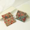 Retro Printed Coin Purse Women Men Cork Mini Wallet Small Bag Key Chain Ring Change Purses Zipper Money Bags Square Clutch Bag