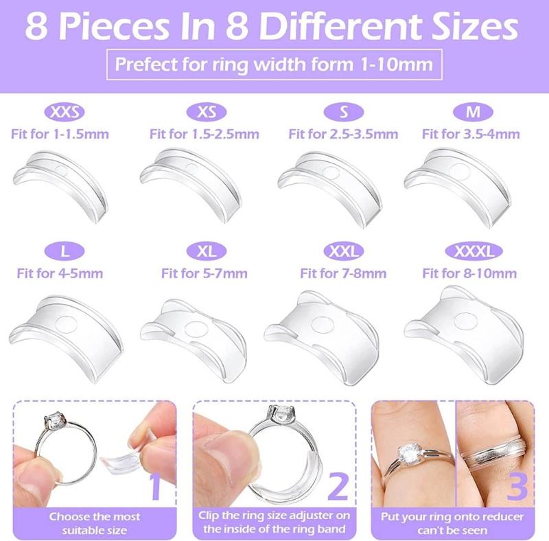 1 Set 4 Sizes Invisible Ring Size Adjuster for Loose Rings Clear Invisible Ring Resizer Jewelry Sizer Spirals Tightener