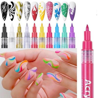 Nail Art Graffiti Pen pro 3D nehty DIY Dlouhotrvající voděodolný barevný lak na nehty Malování Tužka na kreslení Pero na manikúru Nástroje na fixování barvy
