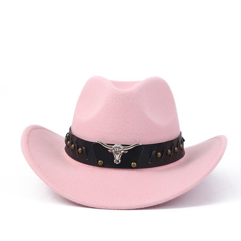 Western Cowboy Wool Felt Hat With Knot Embellishments For Autumn Winter Fashion