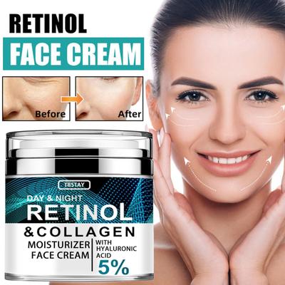 Hydratační krém na obličej proti stárnutí s kolagenem a retinolem, denní a noční krém proti vráskám