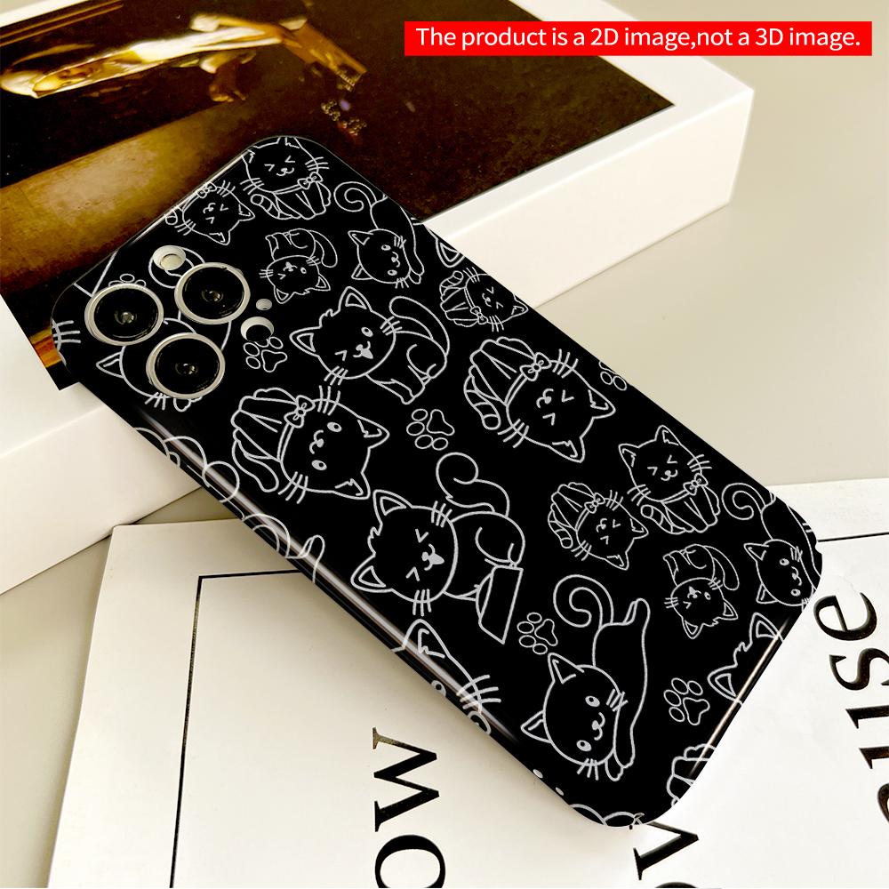 Cute Cat Pattern Phone Case All Inclusive Film Hard Phone Case, Compatible with iPhone 18 Pro Max 17 16 15 14 13 12 11