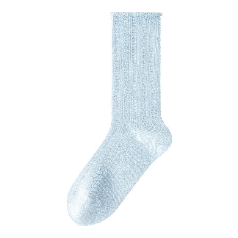 Summer Stacking Socks, Women's Ice Silk Cotton Breathable Mid-leg Socks, Anti-odor and Sweat-absorbing Thin Style