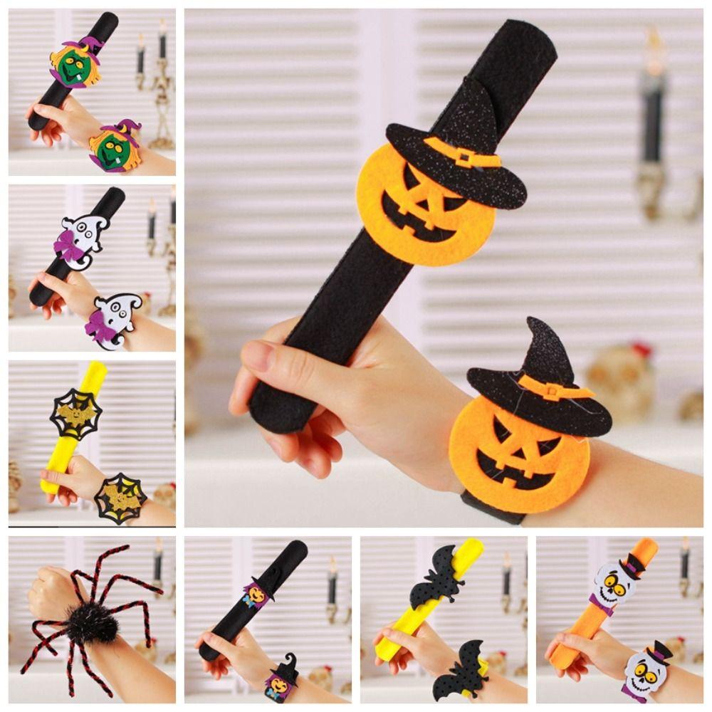 Spider Pop Circle Wristband Pumpkin Hands Clap Circle Funny Halloween Slap Bracelets  Halloween