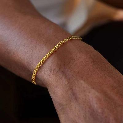 Bransoletka ze stali nierdzewnej z skręconym kubańskimi łańcuszkami dla kobiet i mężczyzn, punk hip hop, złoty kolor, regulowana bransoletka z łańcuszkami