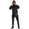Unisex PVC Sauna oblek Dlouhý rukáv Zip S kapucí Stahovací šňůrka Bunda Vrchní díly Kalhoty Cvičení Trénink