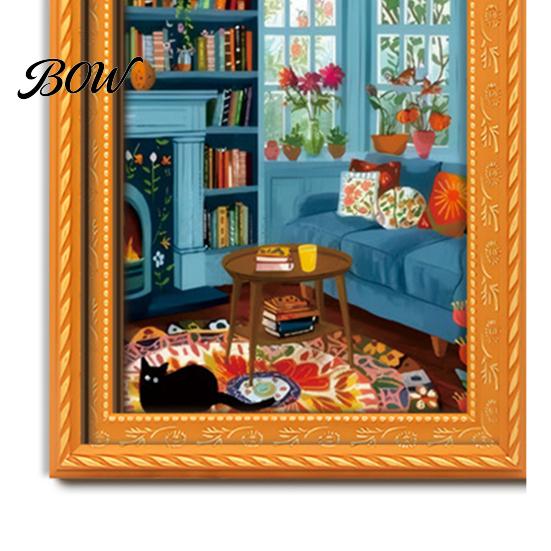 Artistic Wall Decor for Metal Cabinets Cute Cat Magnetic Fridge Magnet, Vintage Wooden Picture Frame, Fun Flexible Frames Desk Scene Cabinets,
