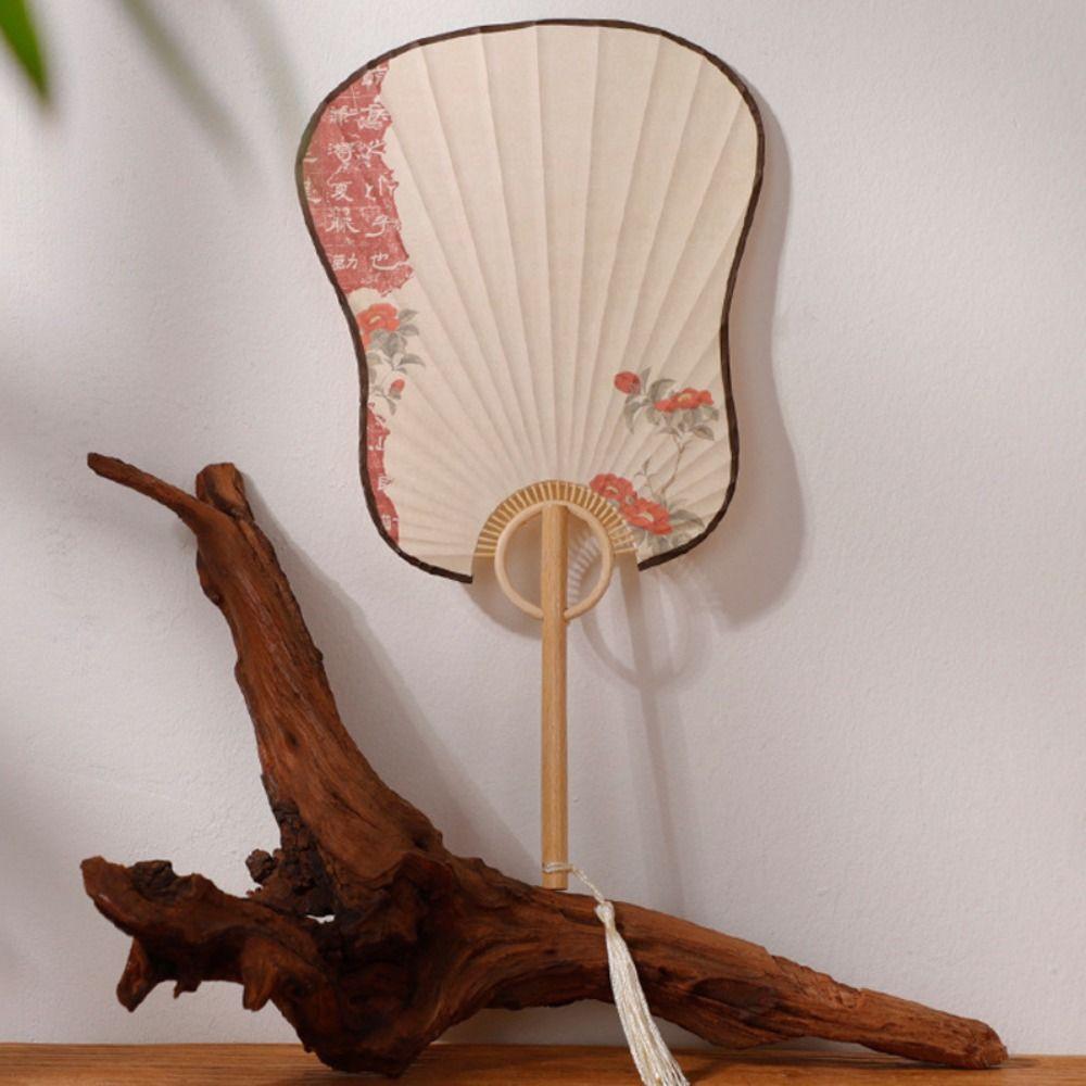DIY Calligraphy Vintage  Group Fan Wooden Shank Hand Fan Traditional Xuan Paper Fan  Female